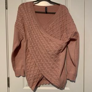 Women’s XXL Rose color cris-cross cable sweater NWOT